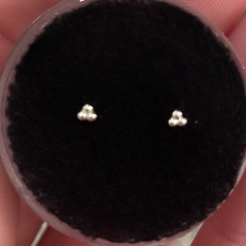 (2) White Gold Buddha Jewelry Mini Tri Bead Threadless Ends